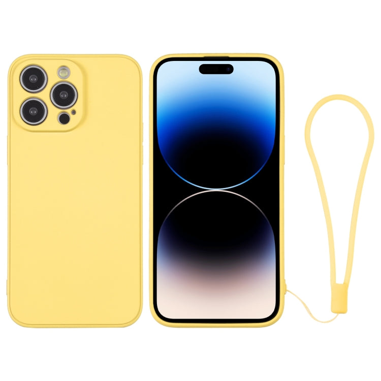 جراب هاتف سيليكون مع حزام معصم، لهاتف iPhone 14، وiPhone 14 Plus، وiPhone 14 Pro