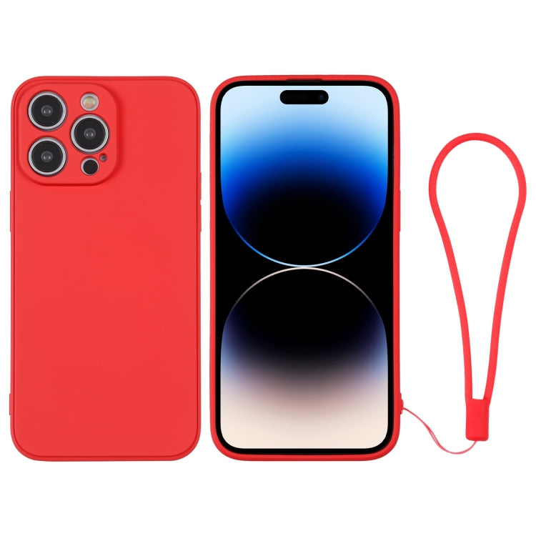 جراب هاتف سيليكون مع حزام معصم، لهاتف iPhone 14، وiPhone 14 Plus، وiPhone 14 Pro