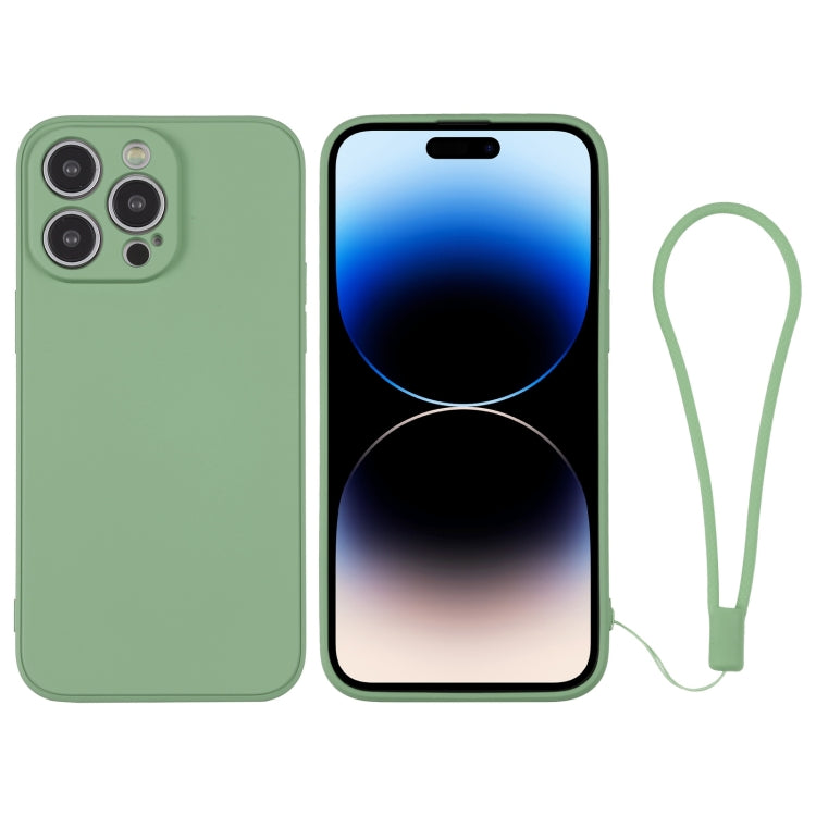 جراب هاتف سيليكون مع حزام معصم، لهاتف iPhone 14، وiPhone 14 Plus، وiPhone 14 Pro