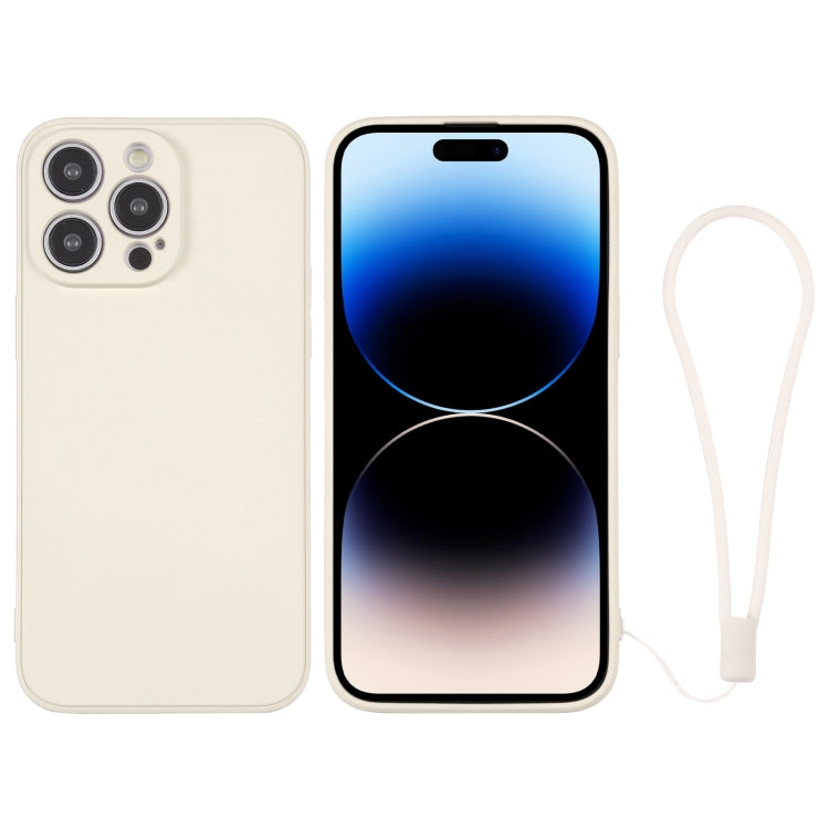 جراب هاتف سيليكون مع حزام معصم، لهاتف iPhone 14، وiPhone 14 Plus، وiPhone 14 Pro