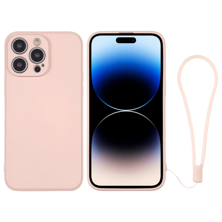 جراب هاتف سيليكون مع حزام معصم، لهاتف iPhone 14، وiPhone 14 Plus، وiPhone 14 Pro