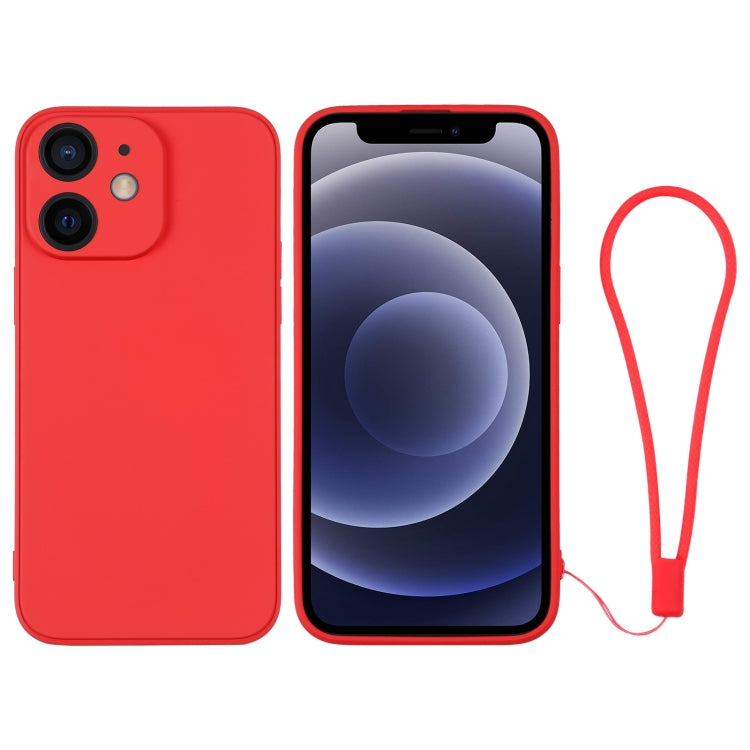 جراب هاتف سيليكون مع حزام معصم، لهاتف iPhone 13 Pro، وiPhone 13 Pro Max، وiPhone 12 mini