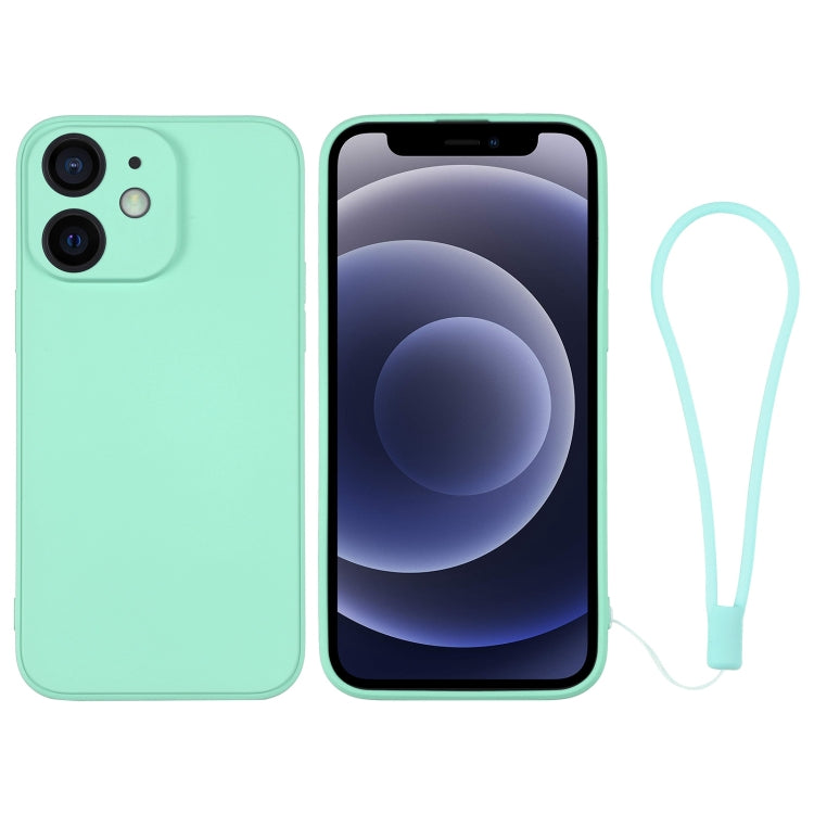 جراب هاتف سيليكون مع حزام معصم، لهاتف iPhone 13 Pro، وiPhone 13 Pro Max، وiPhone 12 mini