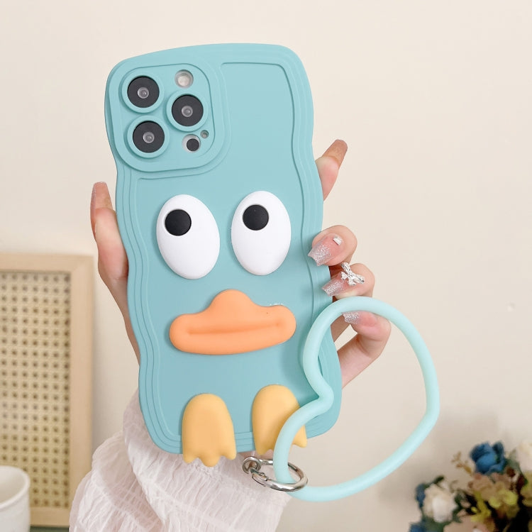 جراب هاتف سيليكون بيغ داك بحافة وافية مع سوار معصم، مناسب لأجهزة iPhone 12 Pro وiPhone 12 Pro Max وiPhone 11 وiPhone 11 Pro وiPhone 11 Pro Max