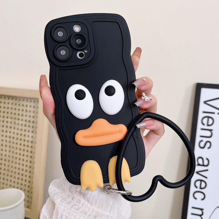 جراب هاتف سيليكون بيغ داك بحافة وافية مع سوار معصم، مناسب لأجهزة iPhone 12 Pro وiPhone 12 Pro Max وiPhone 11 وiPhone 11 Pro وiPhone 11 Pro Max