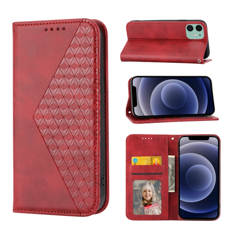 Cubic Grid Calf Texture Magnetic Closure Leather Phone Case, For iPhone 12 mini, For iPhone 12 / 12 Pro, For iPhone 12 Pro Max, For iPhone 11, For iPhone 11 Pro, For iPhone 11 Pro Max, For iPhone X / XS, For iPhone XR