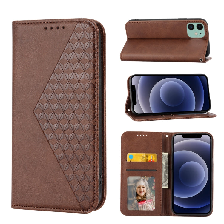 Cubic Grid Calf Texture Magnetic Closure Leather Phone Case, For iPhone 12 mini, For iPhone 12 / 12 Pro, For iPhone 12 Pro Max, For iPhone 11, For iPhone 11 Pro, For iPhone 11 Pro Max, For iPhone X / XS, For iPhone XR