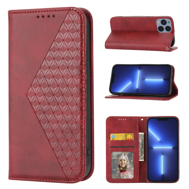 Cubic Grid Calf Texture Magnetic Closure Leather Phone Case, For iPhone 12 mini, For iPhone 12 / 12 Pro, For iPhone 12 Pro Max, For iPhone 11, For iPhone 11 Pro, For iPhone 11 Pro Max, For iPhone X / XS, For iPhone XR