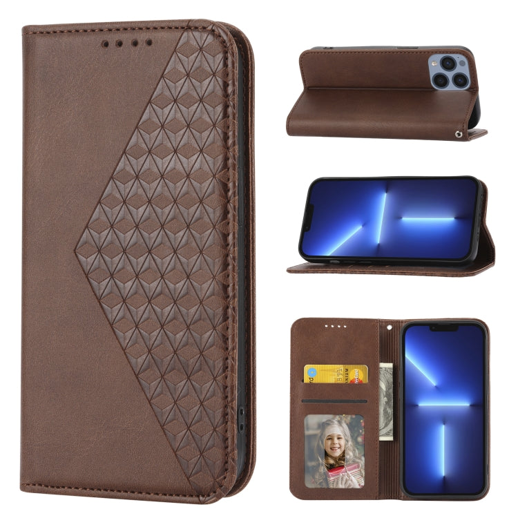 Cubic Grid Calf Texture Magnetic Closure Leather Phone Case, For iPhone 12 mini, For iPhone 12 / 12 Pro, For iPhone 12 Pro Max, For iPhone 11, For iPhone 11 Pro, For iPhone 11 Pro Max, For iPhone X / XS, For iPhone XR
