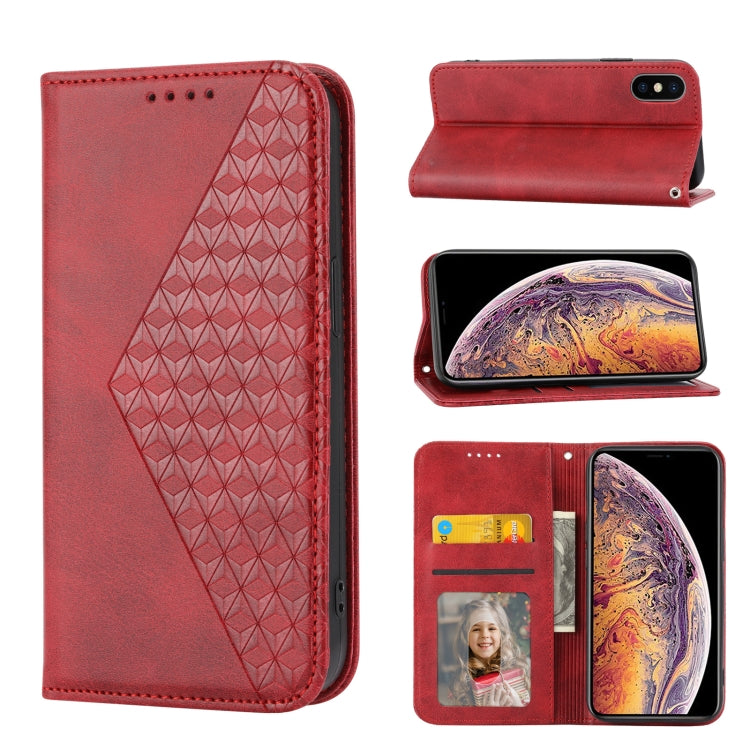 Cubic Grid Calf Texture Magnetic Closure Leather Phone Case, For iPhone 12 mini, For iPhone 12 / 12 Pro, For iPhone 12 Pro Max, For iPhone 11, For iPhone 11 Pro, For iPhone 11 Pro Max, For iPhone X / XS, For iPhone XR
