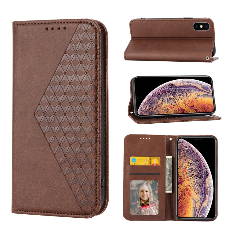 Cubic Grid Calf Texture Magnetic Closure Leather Phone Case, For iPhone 12 mini, For iPhone 12 / 12 Pro, For iPhone 12 Pro Max, For iPhone 11, For iPhone 11 Pro, For iPhone 11 Pro Max, For iPhone X / XS, For iPhone XR