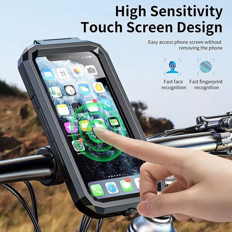 Motorcycle / Bicycle Rearview Mirror Wireless Charging Waterproof Box Mobile Phone Holder