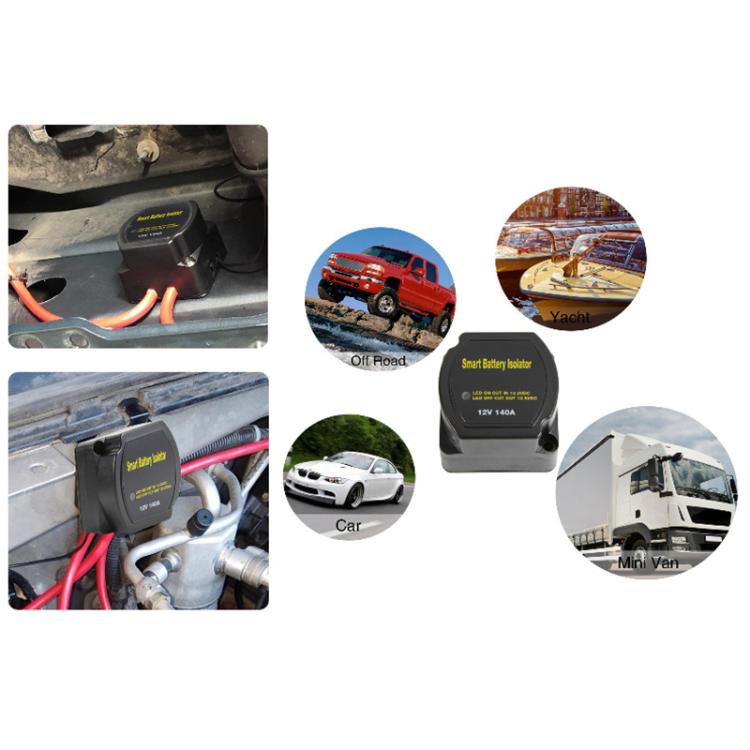 12V 140A Car Yacht RV Smart Dual Battery Isolation Controller with Relay, with Relay
