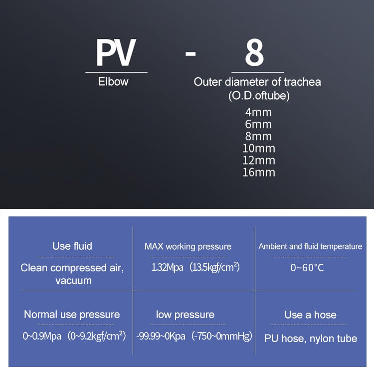 10 قطع من موصلات LAIZE البلاستيكية الهوائية سريعة التركيب، PV-4، PV-6، PV-8، PV-10، PV-12، PV-14، PV-16