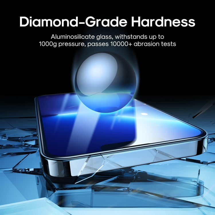فيلم زجاجي مقوى بحافة سوداء كامل الشاشة بتقنية طباعة الشاشة 2.5D من JOYROOM JR-H01، مناسب لهاتف iPhone 14 Plus