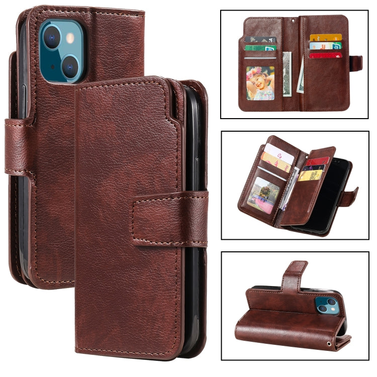 9 Card Tri-Fold Wallets Leather Phone Case, For iPhone 14, For iPhone 14 Plus, For iPhone 14 Pro, For iPhone 14 Pro Max