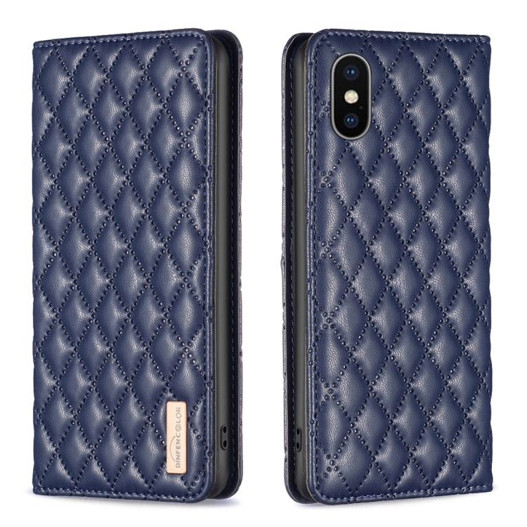 Diamond Lattice Magnetic Leather Flip Phone Case, For iPhone 12 / 12 Pro, For iPhone 11 Pro Max, For iPhone 11 Pro, For iPhone 11, For iPhone SE 2022 / SE 2020 / 8 / 7, For iPhone XS Max, For iPhone XS / X, For iPhone XR
