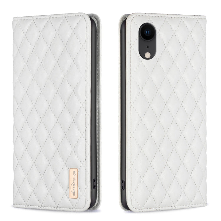 Diamond Lattice Magnetic Leather Flip Phone Case, For iPhone 12 / 12 Pro, For iPhone 11 Pro Max, For iPhone 11 Pro, For iPhone 11, For iPhone SE 2022 / SE 2020 / 8 / 7, For iPhone XS Max, For iPhone XS / X, For iPhone XR