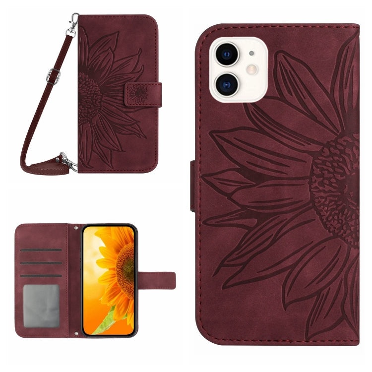 جراب هاتف جلدي قلاب بنمط زهرة الشمس، مناسب لأجهزة iPhone 11 وiPhone 11 Pro وiPhone 11 Pro Max وiPhone 12 mini