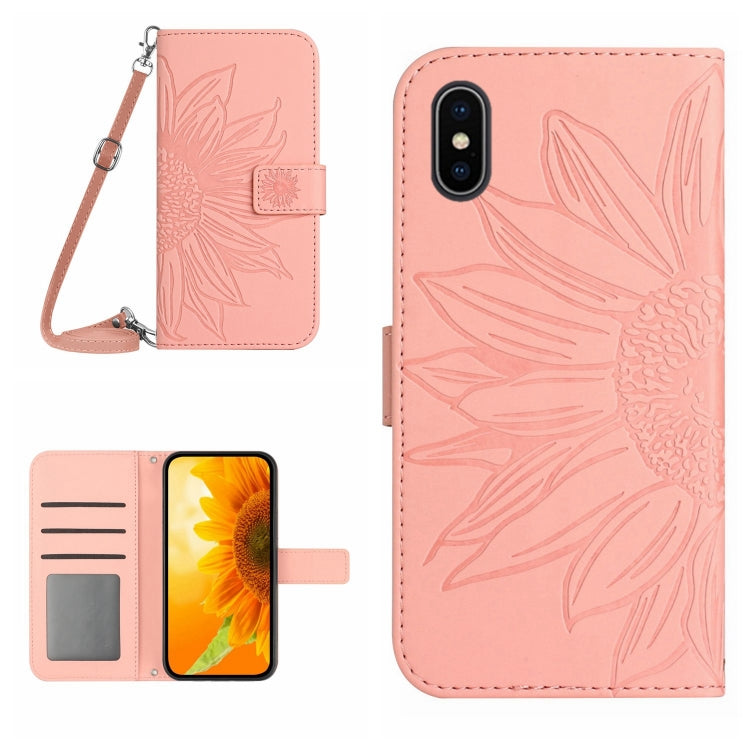 جراب هاتف جلدي قلاب بنمط زهرة الشمس، لهاتف iPhone XS Max