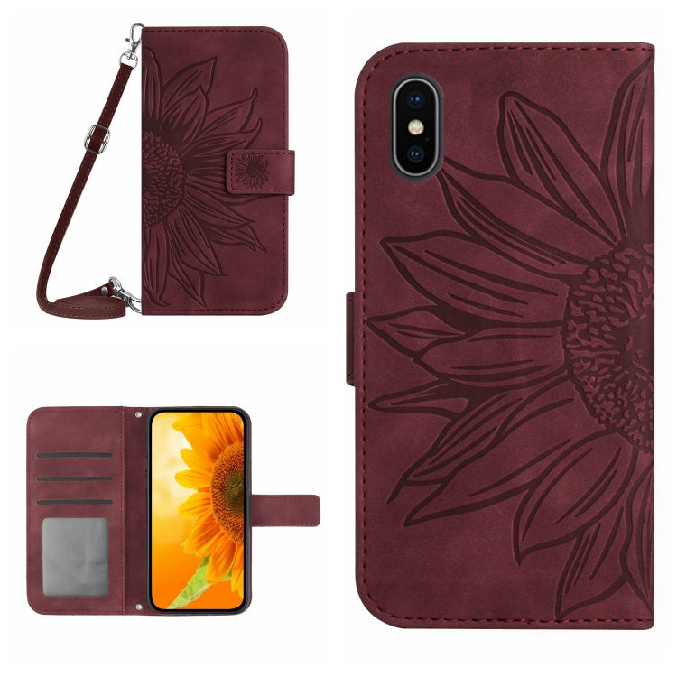 جراب هاتف جلدي قلاب بنمط زهرة الشمس، لهاتف iPhone XS Max
