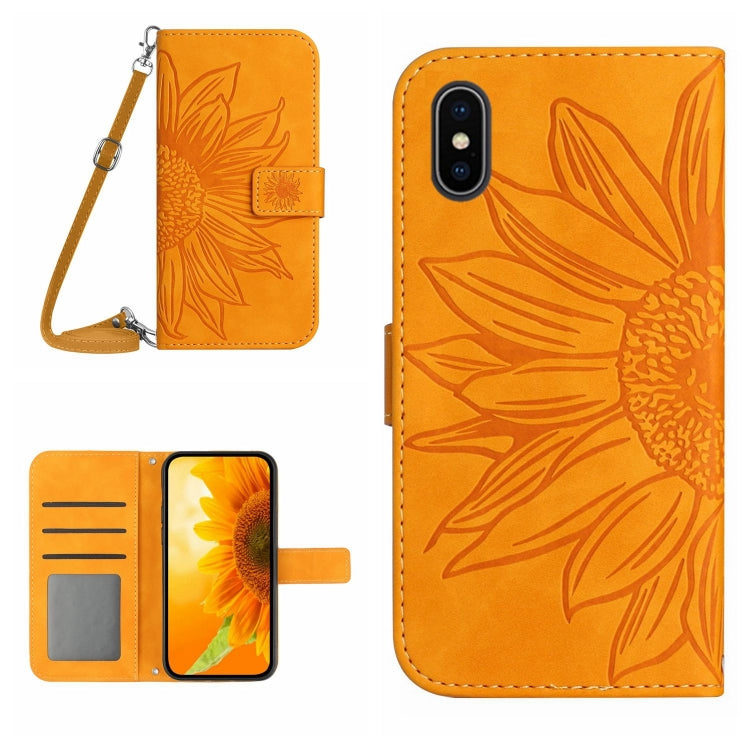 جراب هاتف جلدي قلاب بنمط زهرة الشمس، لهاتف iPhone XS Max