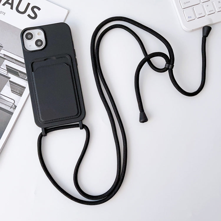 Crossbody Lanyard Elastic Silicone Card Holder Phone Case, For iPhone 14, For iPhone 14 Plus, For iPhone 14 Pro