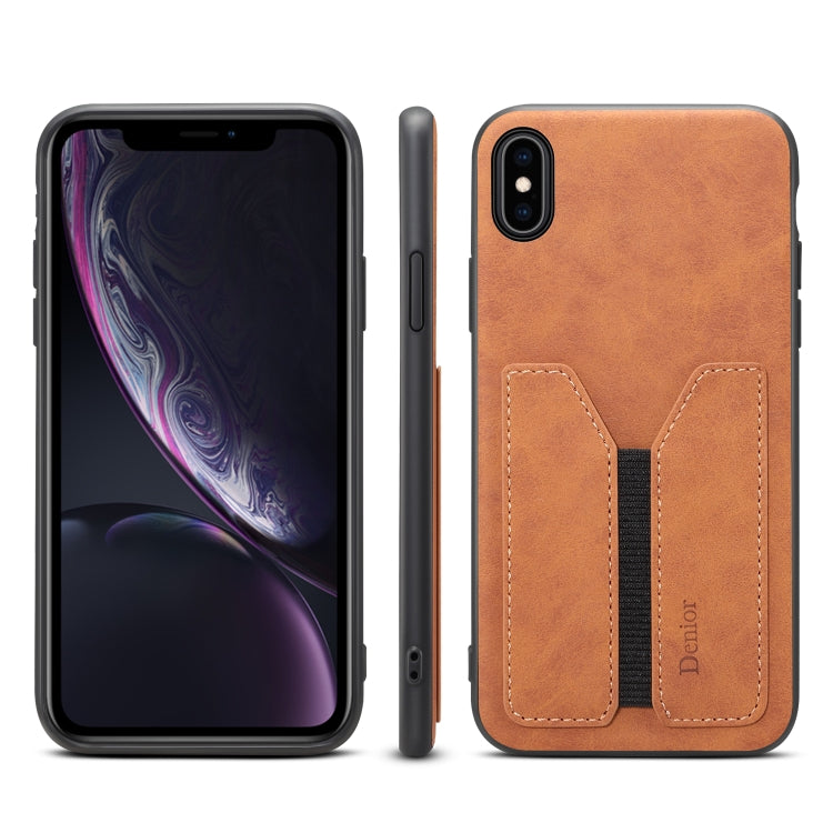 Denior DV Elastic Card PU Back Cover Phone Case, For iPhone 11 Pro, For iPhone 11 Pro Max, For iPhone X / XS, For iPhone XR, For iPhone XS Max, For iPhone SE 2022 / SE 2020 / 7 / 8, For iPhone 7 Plus / 8 Plus