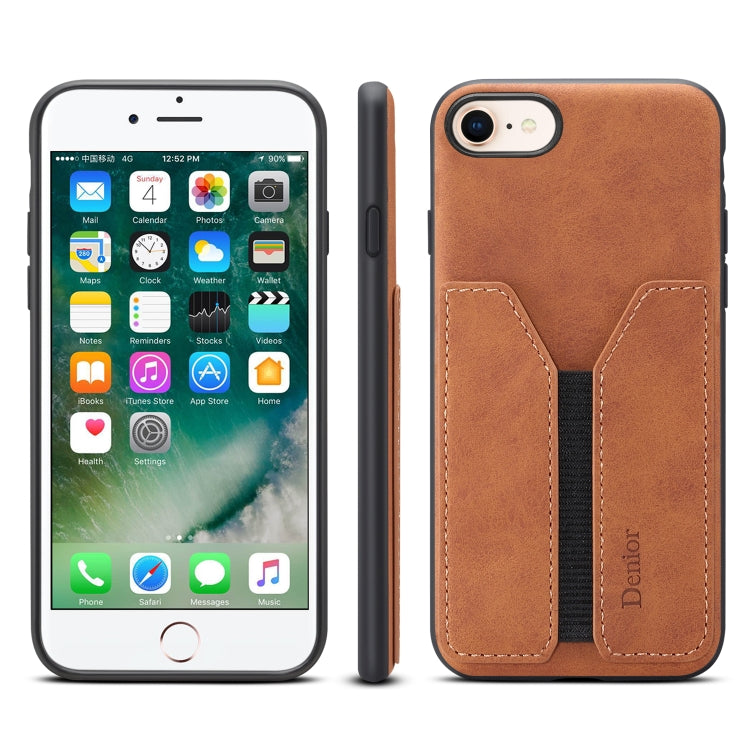 Denior DV Elastic Card PU Back Cover Phone Case, For iPhone 11 Pro, For iPhone 11 Pro Max, For iPhone X / XS, For iPhone XR, For iPhone XS Max, For iPhone SE 2022 / SE 2020 / 7 / 8, For iPhone 7 Plus / 8 Plus