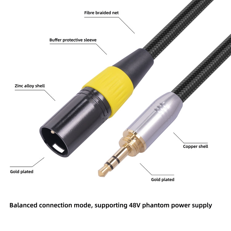 كابل صوت SB423K108-03 من 3.5 مم ذكر إلى 3 دبابيس XLR ذكر، الطول: 30 سم، من 3.5 مم إلى XLR