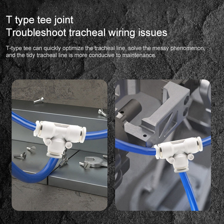 PEG6-4 LAIZE 2pcs PW T-type Tee Reducing Pneumatic Quick Fitting Connector, PEG6-4 (2pcs), PEG8-4 (2pcs), PEG8-6 (2pcs), PEG10-6 (1pc), PEG10-8 (2pcs), PEG12-8 (1pc), PEG12-10 (1pc), PEG16-12 (1pc)