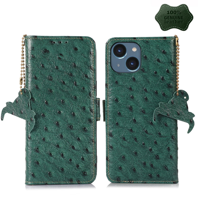 Ostrich Pattern Genuine Leather RFID Phone Case, For iPhone 15 Pro Max, For iPhone 15 Pro, For iPhone 15 Plus, For iPhone 15, For iPhone 14 Plus, For iPhone 14, For iPhone 14 Pro, For iPhone 14 Pro Max