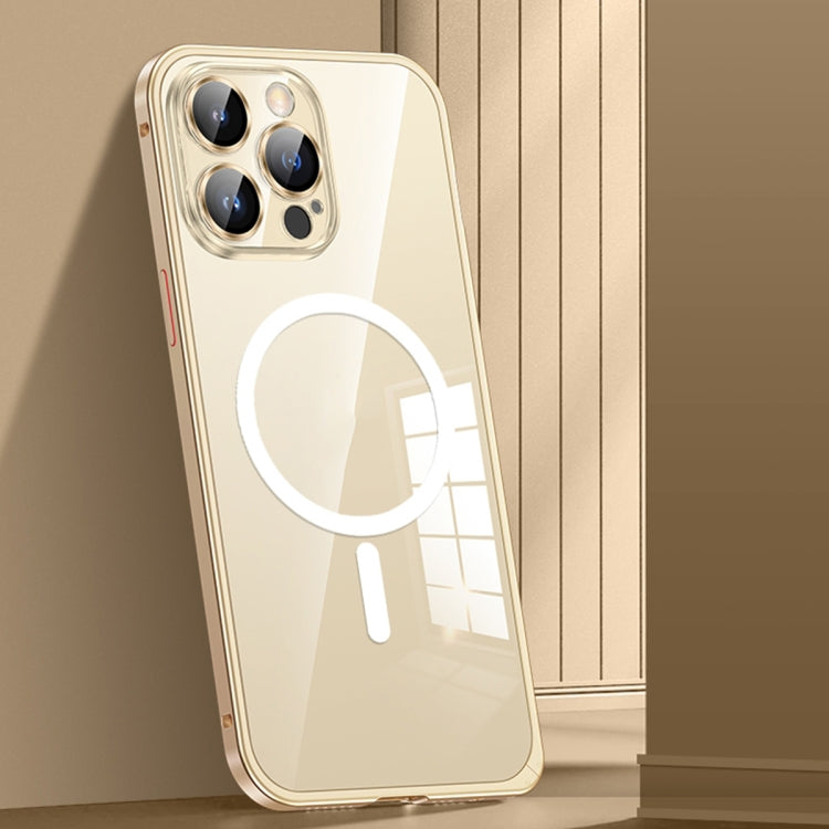 MagSafe Spring Buckle Metal Transparent Phone Case with Lens Protection, For iPhone 12 Pro Max