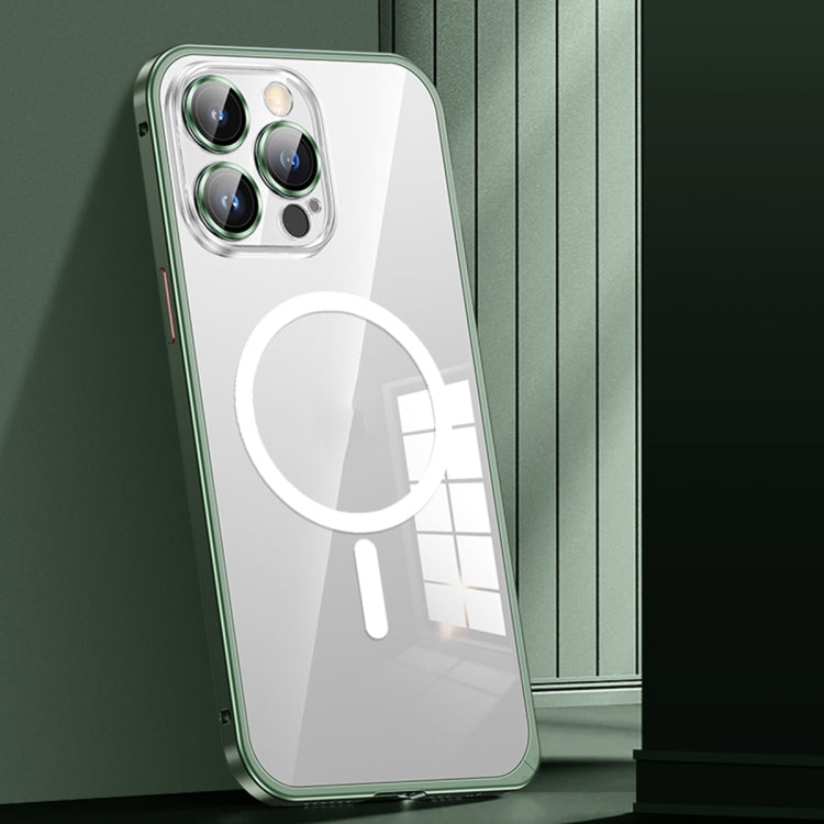 MagSafe Spring Buckle Metal Transparent Phone Case with Lens Protection, For iPhone 12 Pro Max