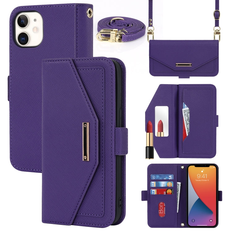 Cross Texture Lanyard Leather Phone Case, For iPhone 12 mini, For iPhone 11 Pro Max, For iPhone 11 Pro, For iPhone 8 Plus / 7 Plus, For iPhone 13, For iPhone 11, For iPhone XR, For iPhone SE 2022 / SE 2020 / 8 / 7