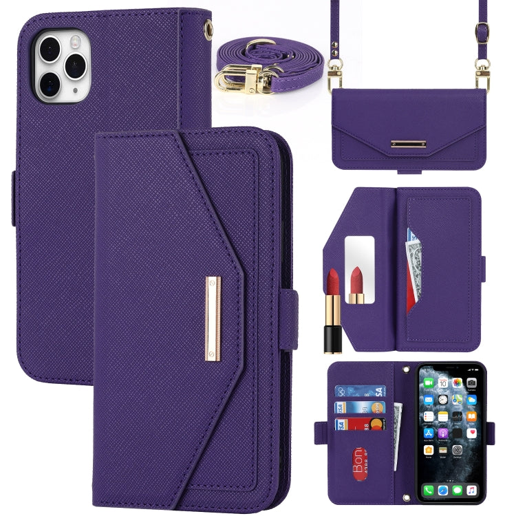 Cross Texture Lanyard Leather Phone Case, For iPhone 12 mini, For iPhone 11 Pro Max, For iPhone 11 Pro, For iPhone 8 Plus / 7 Plus, For iPhone 13, For iPhone 11, For iPhone XR, For iPhone SE 2022 / SE 2020 / 8 / 7