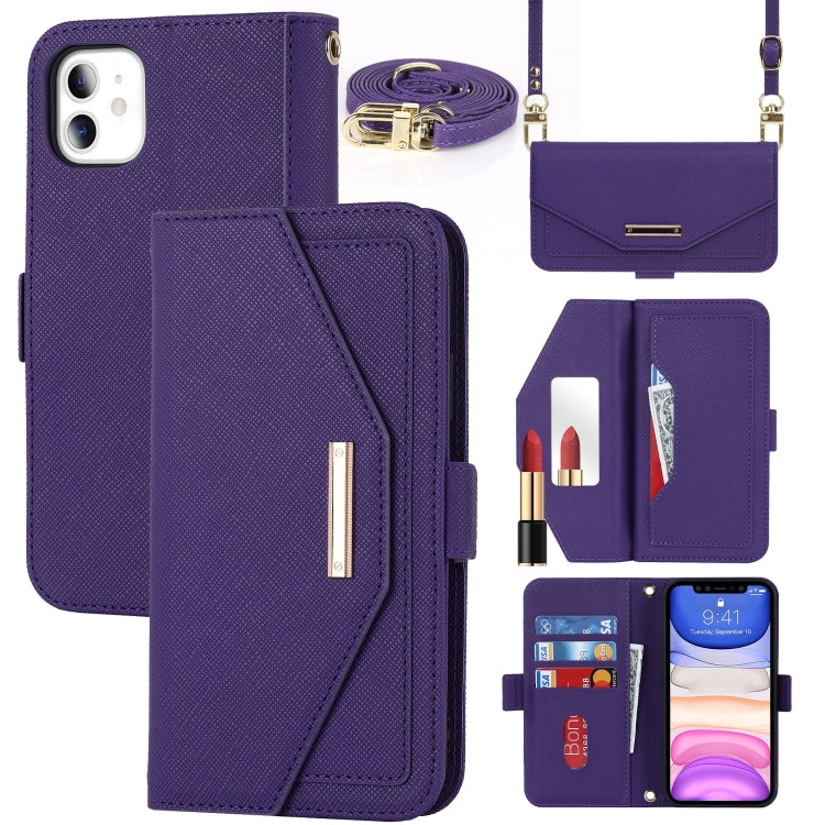 Cross Texture Lanyard Leather Phone Case, For iPhone 12 mini, For iPhone 11 Pro Max, For iPhone 11 Pro, For iPhone 8 Plus / 7 Plus, For iPhone 13, For iPhone 11, For iPhone XR, For iPhone SE 2022 / SE 2020 / 8 / 7