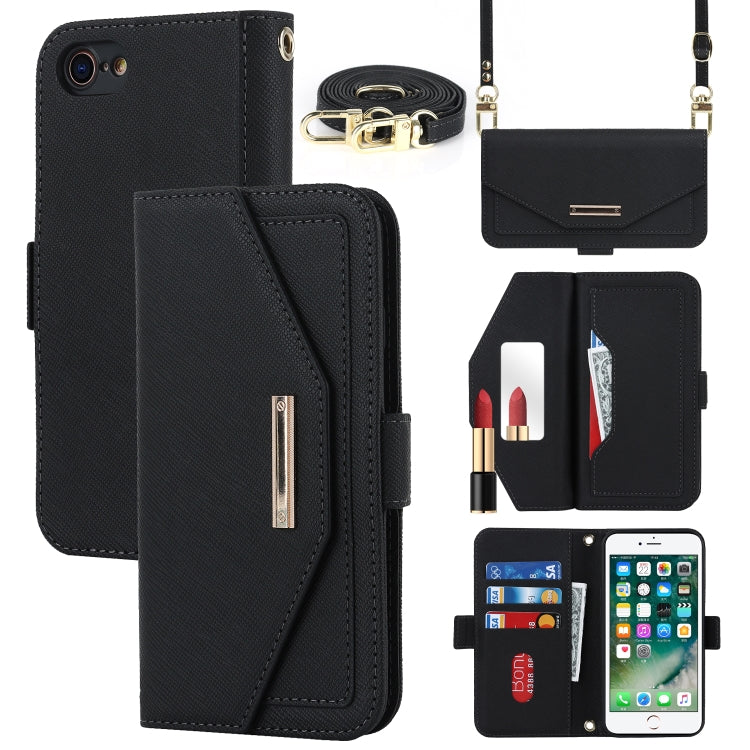 Cross Texture Lanyard Leather Phone Case, For iPhone 12 mini, For iPhone 11 Pro Max, For iPhone 11 Pro, For iPhone 8 Plus / 7 Plus, For iPhone 13, For iPhone 11, For iPhone XR, For iPhone SE 2022 / SE 2020 / 8 / 7