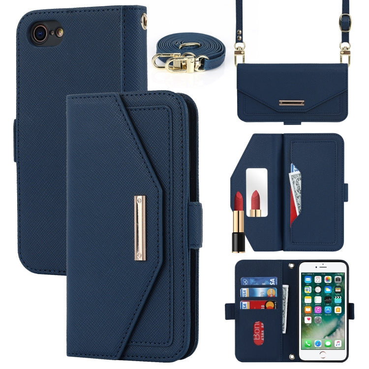 Cross Texture Lanyard Leather Phone Case, For iPhone 12 mini, For iPhone 11 Pro Max, For iPhone 11 Pro, For iPhone 8 Plus / 7 Plus, For iPhone 13, For iPhone 11, For iPhone XR, For iPhone SE 2022 / SE 2020 / 8 / 7