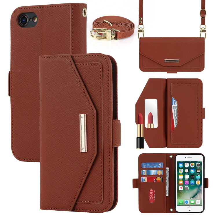 Cross Texture Lanyard Leather Phone Case, For iPhone 12 mini, For iPhone 11 Pro Max, For iPhone 11 Pro, For iPhone 8 Plus / 7 Plus, For iPhone 13, For iPhone 11, For iPhone XR, For iPhone SE 2022 / SE 2020 / 8 / 7