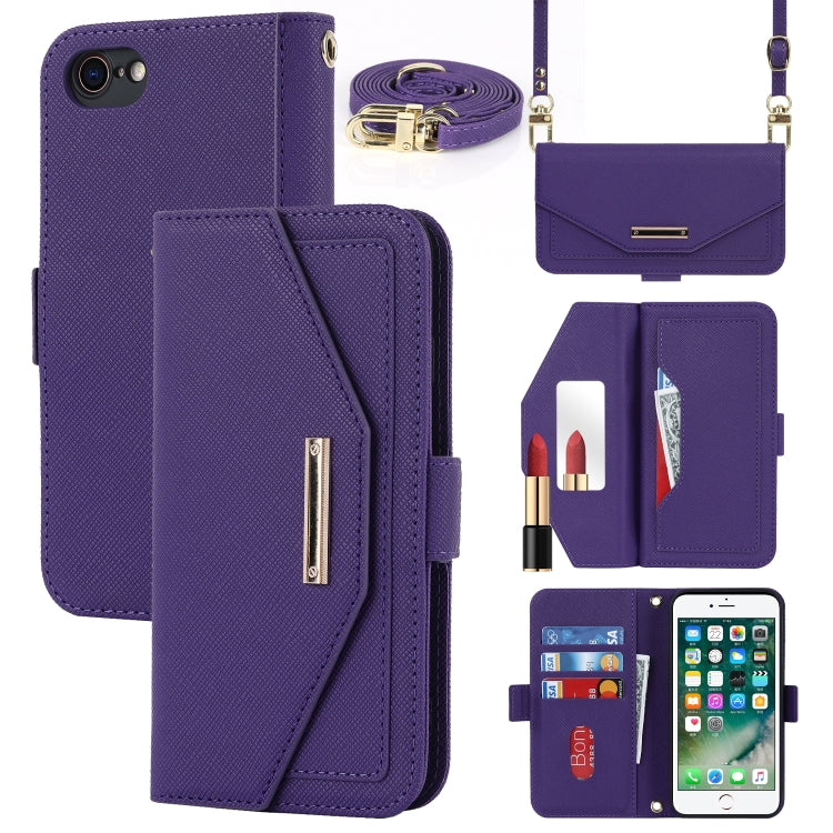 Cross Texture Lanyard Leather Phone Case, For iPhone 12 mini, For iPhone 11 Pro Max, For iPhone 11 Pro, For iPhone 8 Plus / 7 Plus, For iPhone 13, For iPhone 11, For iPhone XR, For iPhone SE 2022 / SE 2020 / 8 / 7