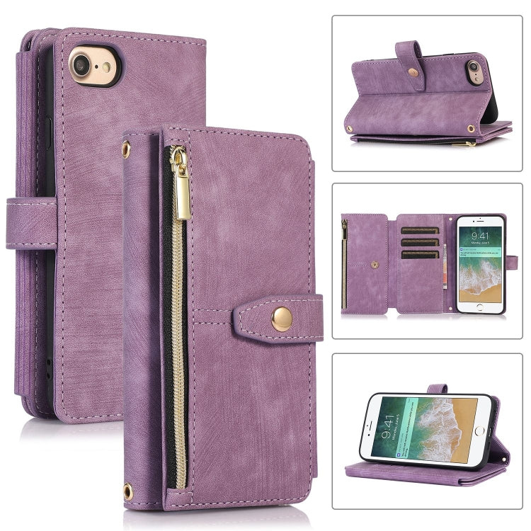 Dream 9-Card Wallet Zipper Bag Leather Phone Case, For iPhone XS Max, For iPhone SE 2022 / 2020 / 7 / 8, For iPhone 7 Plus / 8 Plus