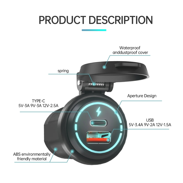 شاحن سيارة ZH-1786A2 بمنفذي USB-A وType-C QC3.0، طول الكابل: 60 سم، ZH-1786A2