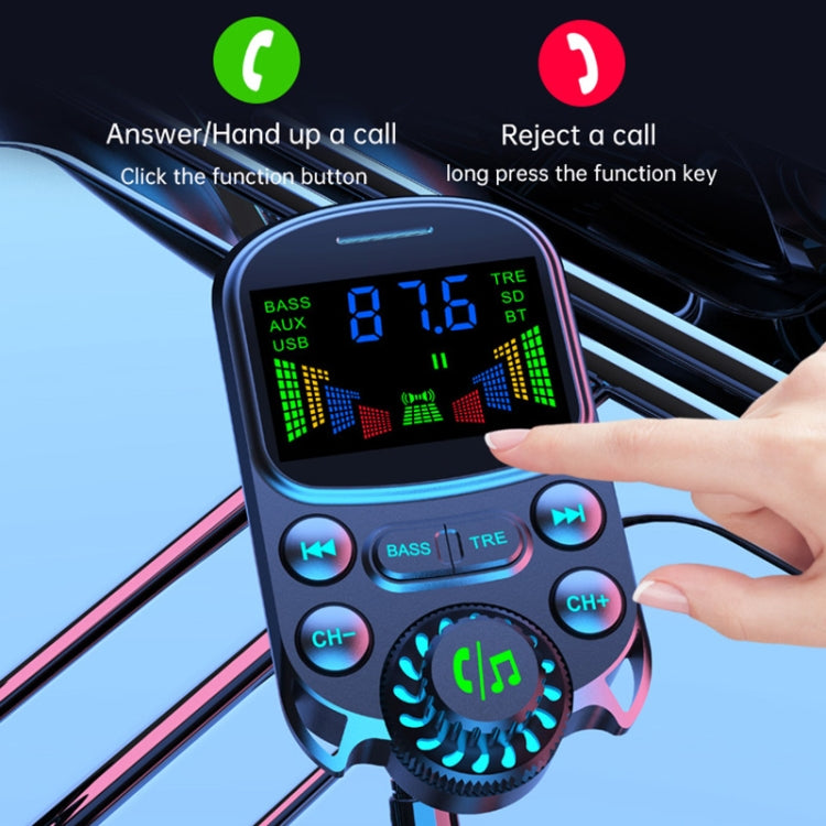 BC86 شاشة ملونة للسيارة، جهاز إرسال FM بتقنية البلوتوث 5.3، مشغل MP3، BC86