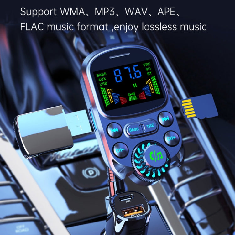 BC86 شاشة ملونة للسيارة، جهاز إرسال FM بتقنية البلوتوث 5.3، مشغل MP3، BC86