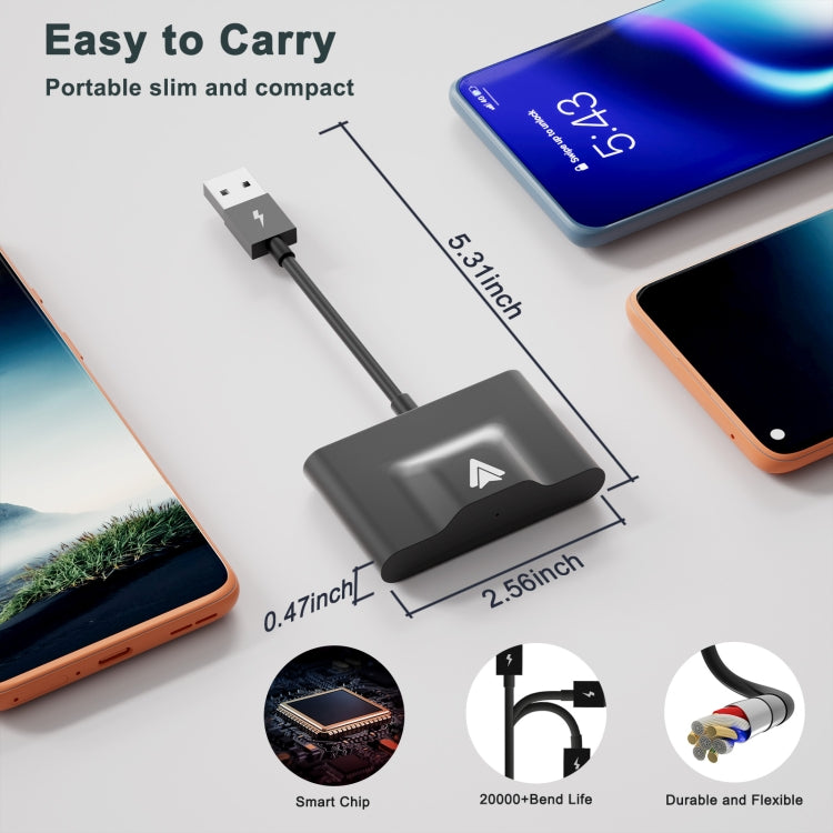 THT-020-3+ USB + USB-C / Type-C Wired to Wireless Carplay Adapter for Android Smartphone, THT-020-3+