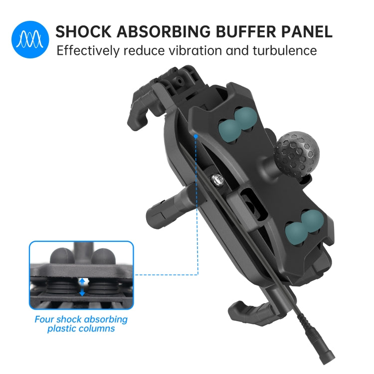 WUPP CS-1848B2 15W Motorcycle Wireless Fast Charging Phone Navigation Holder, Handlebars