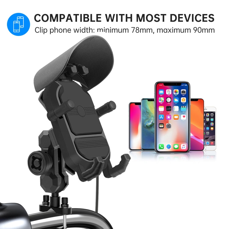 WUPP CS-1848B2 15W Motorcycle Wireless Fast Charging Phone Navigation Holder, Handlebars
