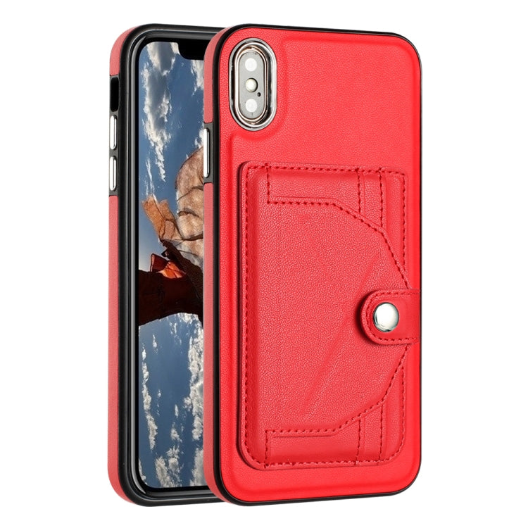 جراب هاتف جلدي مقاوم للصدمات مع حامل بطاقات، مناسب لأجهزة iPhone XS Max وiPhone XR وiPhone X / XS وiPhone SE 2022/SE 2020/6/7/8 وiPhone 6 Plus/7 Plus/8 Plus