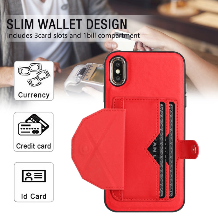 جراب هاتف جلدي مقاوم للصدمات مع حامل بطاقات، مناسب لأجهزة iPhone XS Max وiPhone XR وiPhone X / XS وiPhone SE 2022/SE 2020/6/7/8 وiPhone 6 Plus/7 Plus/8 Plus
